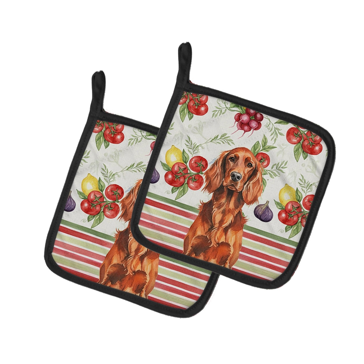 Picture of Carolines Treasures WDK8272PTHD Unisex Adult Irish Setter Vegetables Pot Holders - 7.5 x 7.5 in. - Set of 2