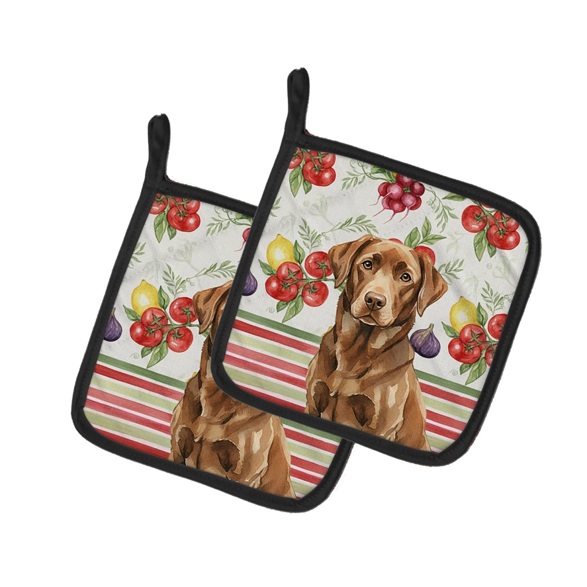 Picture of Carolines Treasures WDK8293PTHD Unisex Adult Chocolate Labrador Retriever Vegetables Pot Holders - 7.5 x 7.5 in. - Set of 2