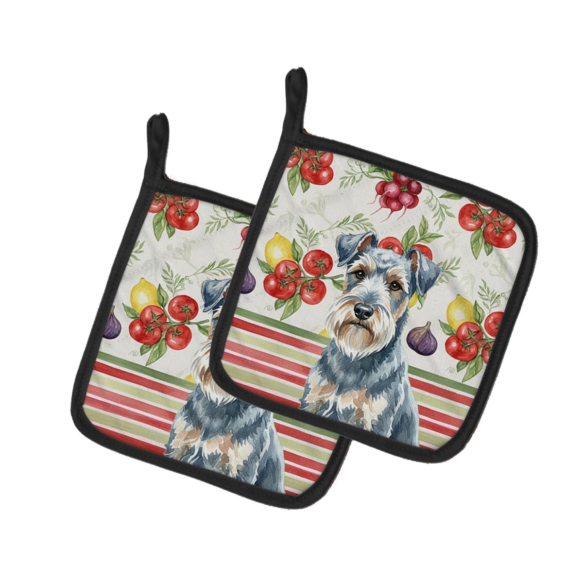 Picture of Carolines Treasures WDK8297PTHD Unisex Adult Blue Lakeland Terrier Vegetables Pot Holders - 7.5 x 7.5 in. - Set of 2