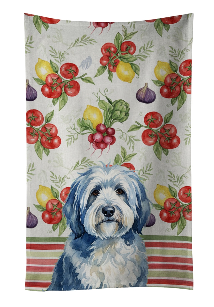 WDK8336KTWL Unisex Adult Blue & White Old English Sheepdog Vegetables Kitchen Towel - 25 x 15 in.