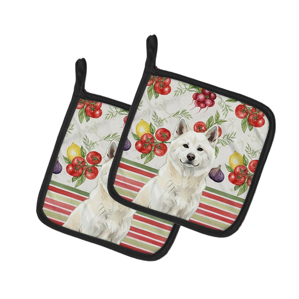Picture of Carolines Treasures WDK8072PTHD Unisex Adult White Akita Vegetables Pot Holders - 7.5 x 7.5 in. - Set of 2