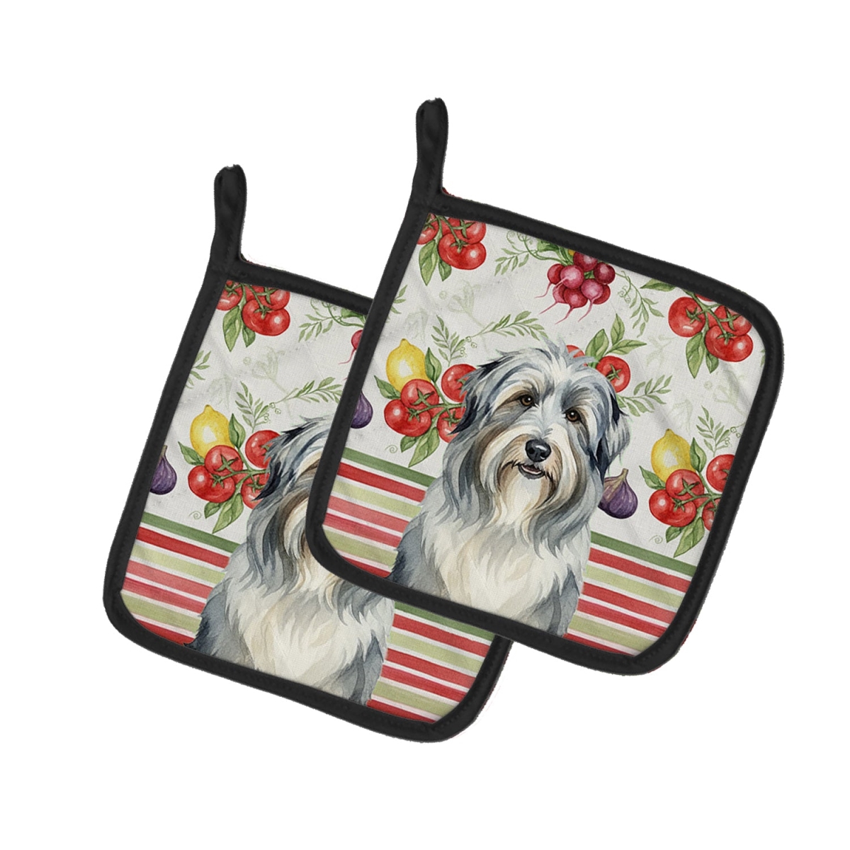 Picture of Carolines Treasures WDK8103PTHD Unisex Adult Bearded Collie Vegetables Pot Holders - 7.5 x 7.5 in. - Set of 2