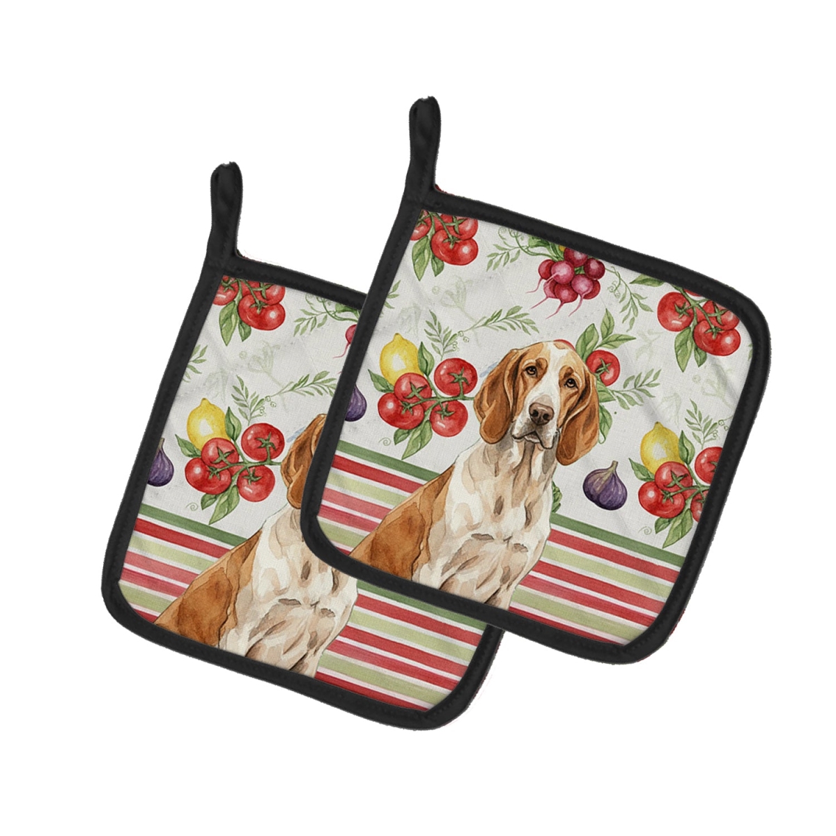 Picture of Carolines Treasures WDK8139PTHD Unisex Adult Bracco Italiano Vegetables Pot Holders - 7.5 x 7.5 in. - Set of 2