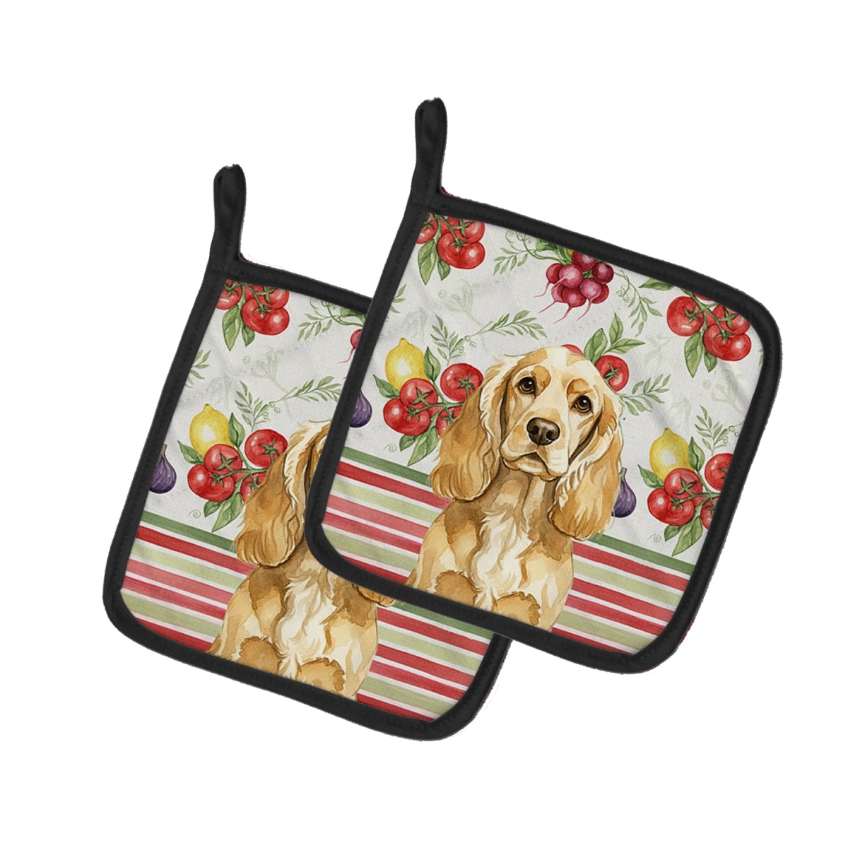 Picture of Carolines Treasures WDK8182PTHD Unisex Adult Buff Cocker Spaniel Vegetables Pot Holders - 7.5 x 7.5 in. - Set of 2