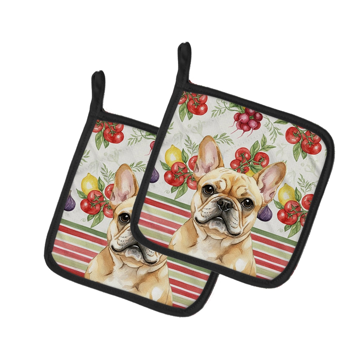 Picture of Carolines Treasures WDK8240PTHD Unisex Adult Fawn French Bulldog Vegetables Pot Holders - 7.5 x 7.5 in. - Set of 2