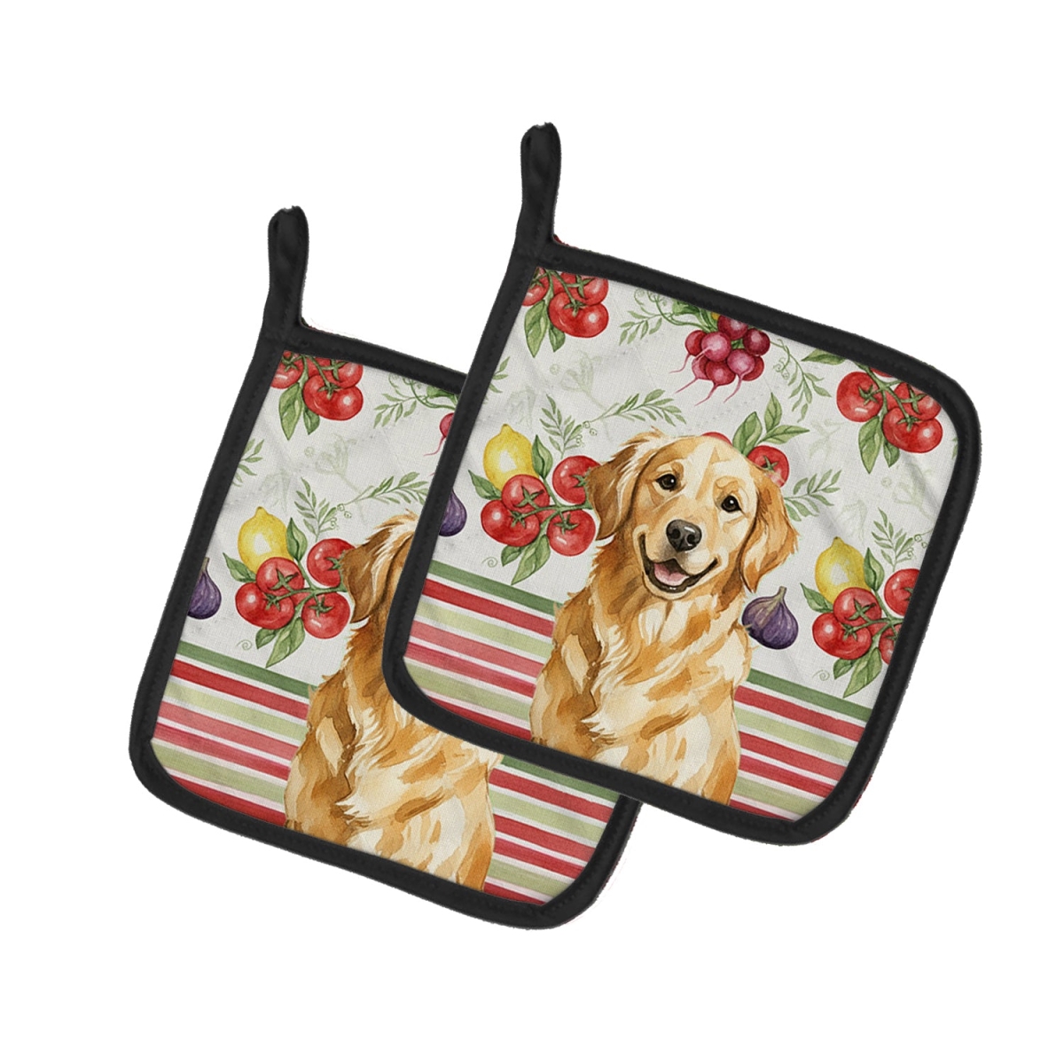 Picture of Carolines Treasures WDK8251PTHD Unisex Adult Golden Retriever Vegetables Pot Holders - 7.5 x 7.5 in. - Set of 2