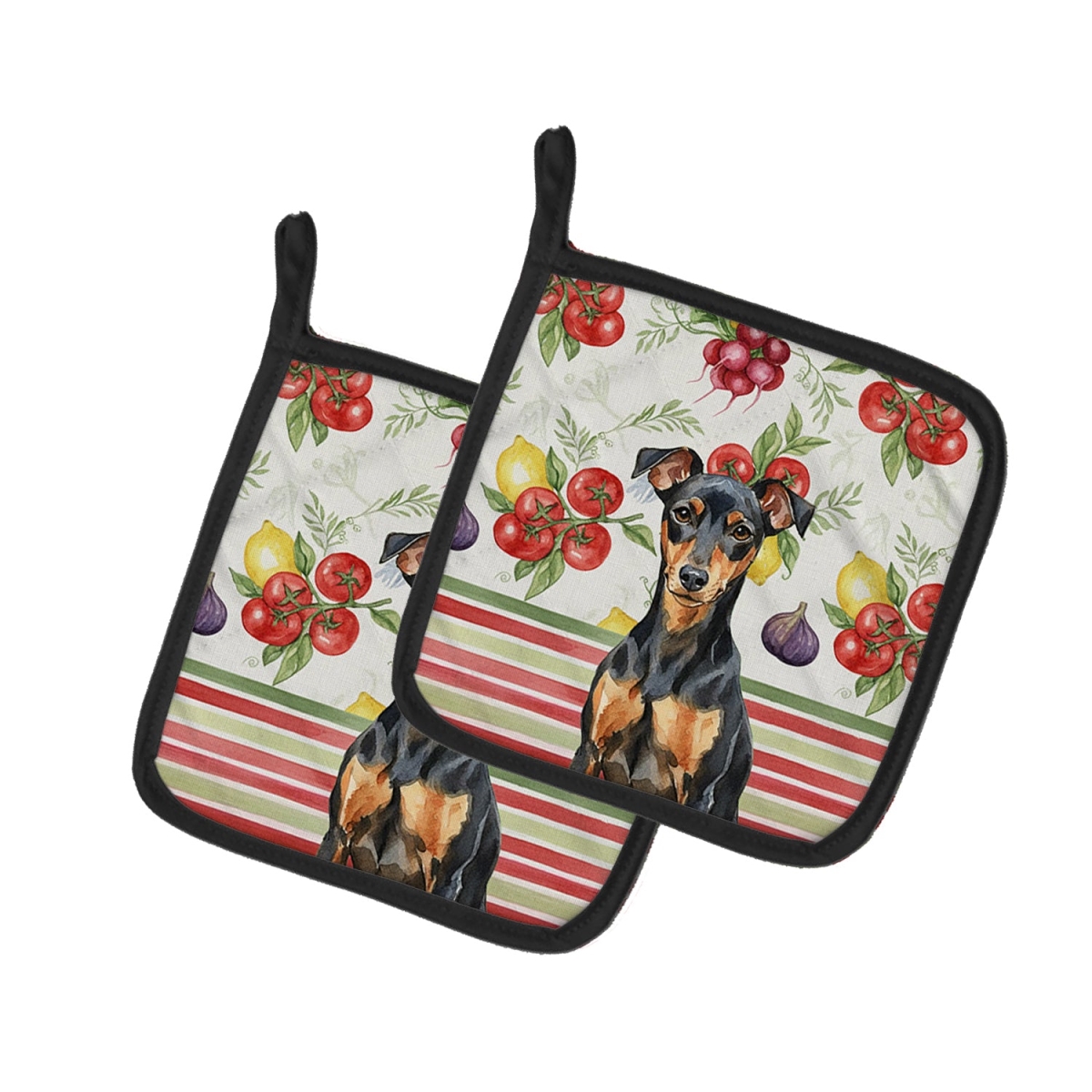 Picture of Carolines Treasures WDK8308PTHD Unisex Adult Manchester Terrier Vegetables Pot Holders - 7.5 x 7.5 in. - Set of 2