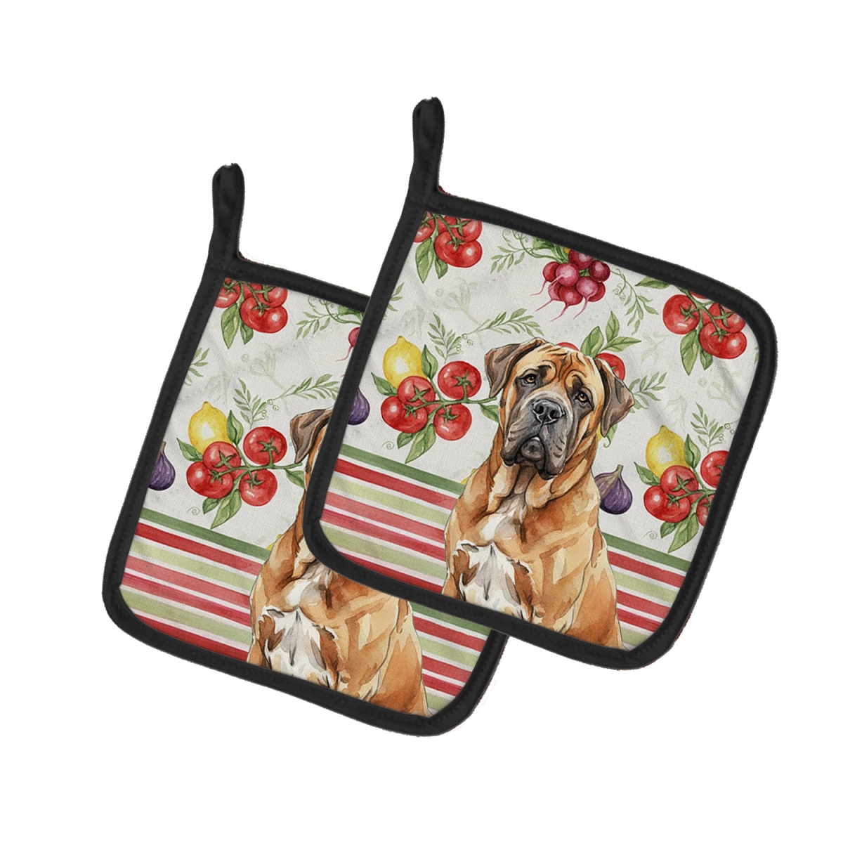 Picture of Carolines Treasures WDK8323PTHD Unisex Adult Neapolitan Mastiff Vegetables Pot Holders - 7.5 x 7.5 in. - Set of 2