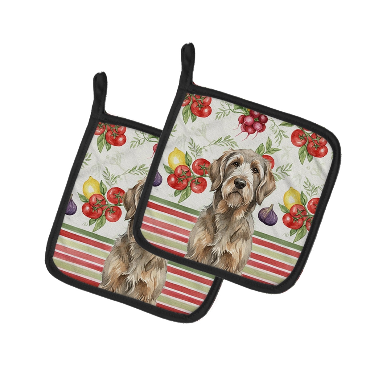 Picture of Carolines Treasures WDK8339PTHD Unisex Adult Grizzle & Tan Otterhound Vegetables Pot Holders - 7.5 x 7.5 in. - Set of 2