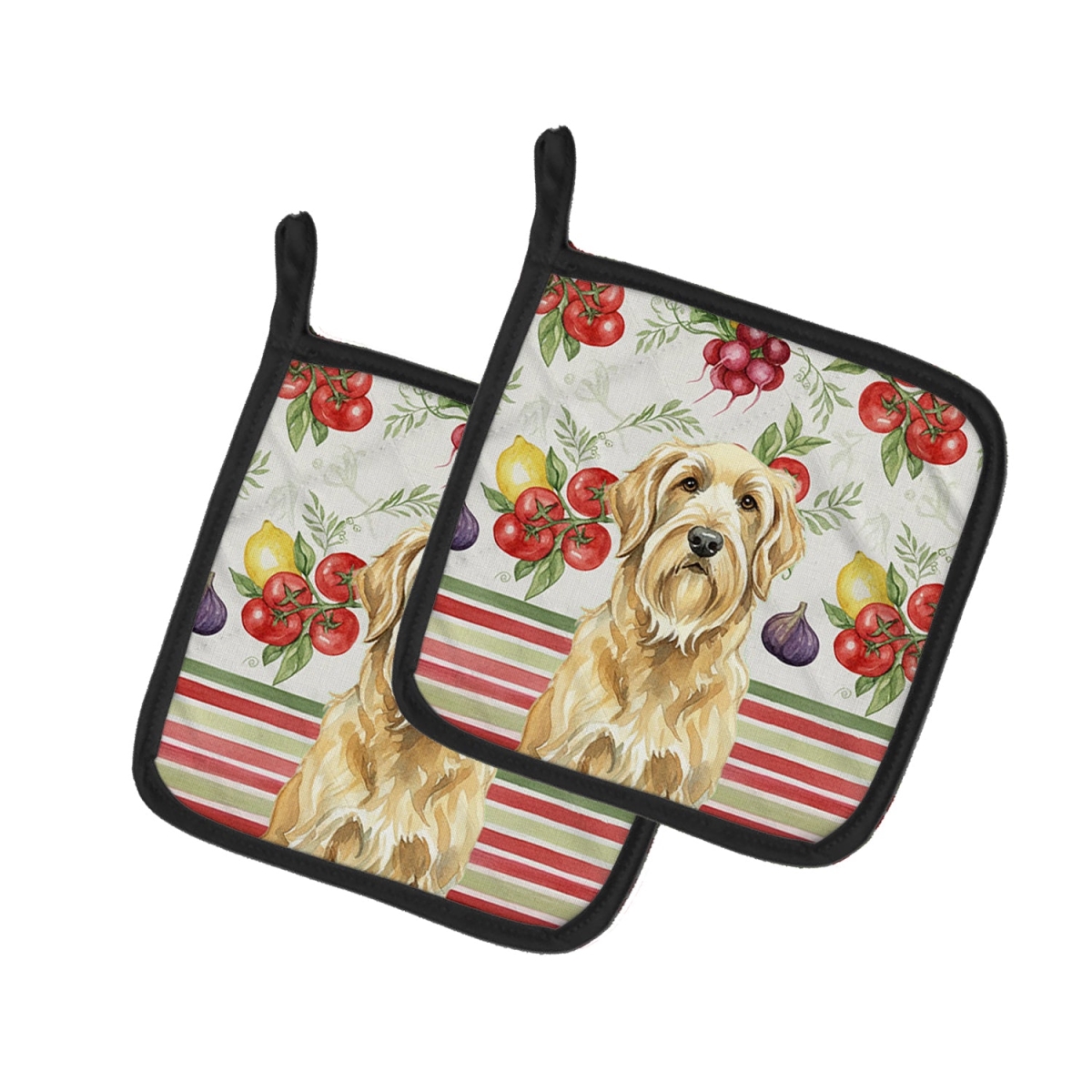 Picture of Carolines Treasures WDK8340PTHD Unisex Adult Wheaten & Tan Otterhound Vegetables Pot Holders - 7.5 x 7.5 in. - Set of 2