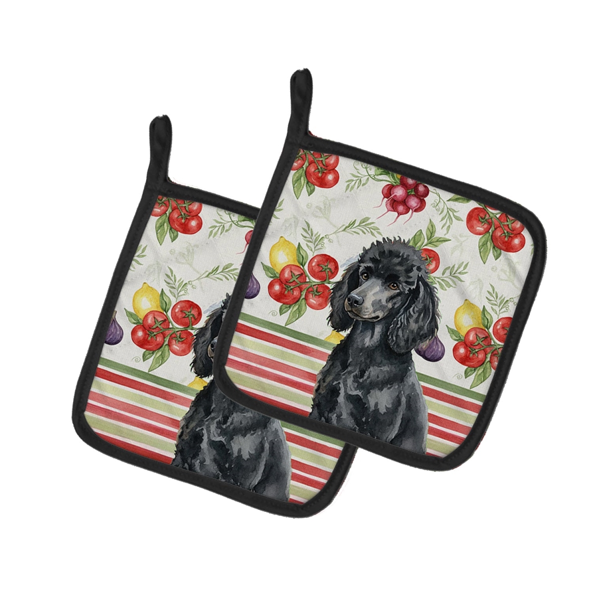 Picture of Carolines Treasures WDK8369PTHD Unisex Adult Standard Black Poodle Vegetables Pot Holders - 7.5 x 7.5 in. - Set of 2