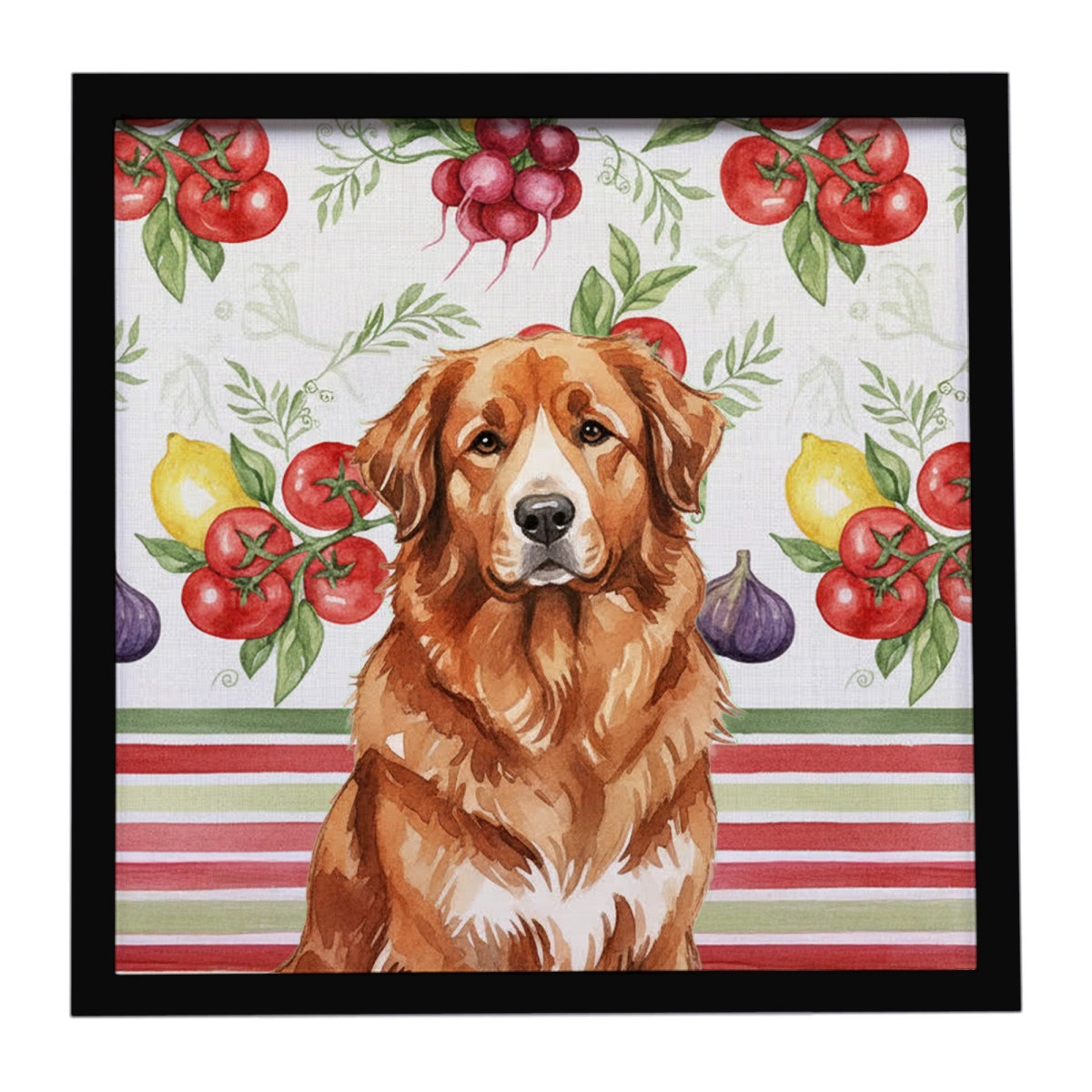 WDK8257MFP88 Unisex Reddish Brown Great Pyrenees Vegetables Framed Metal Print - 8 x 8 in.