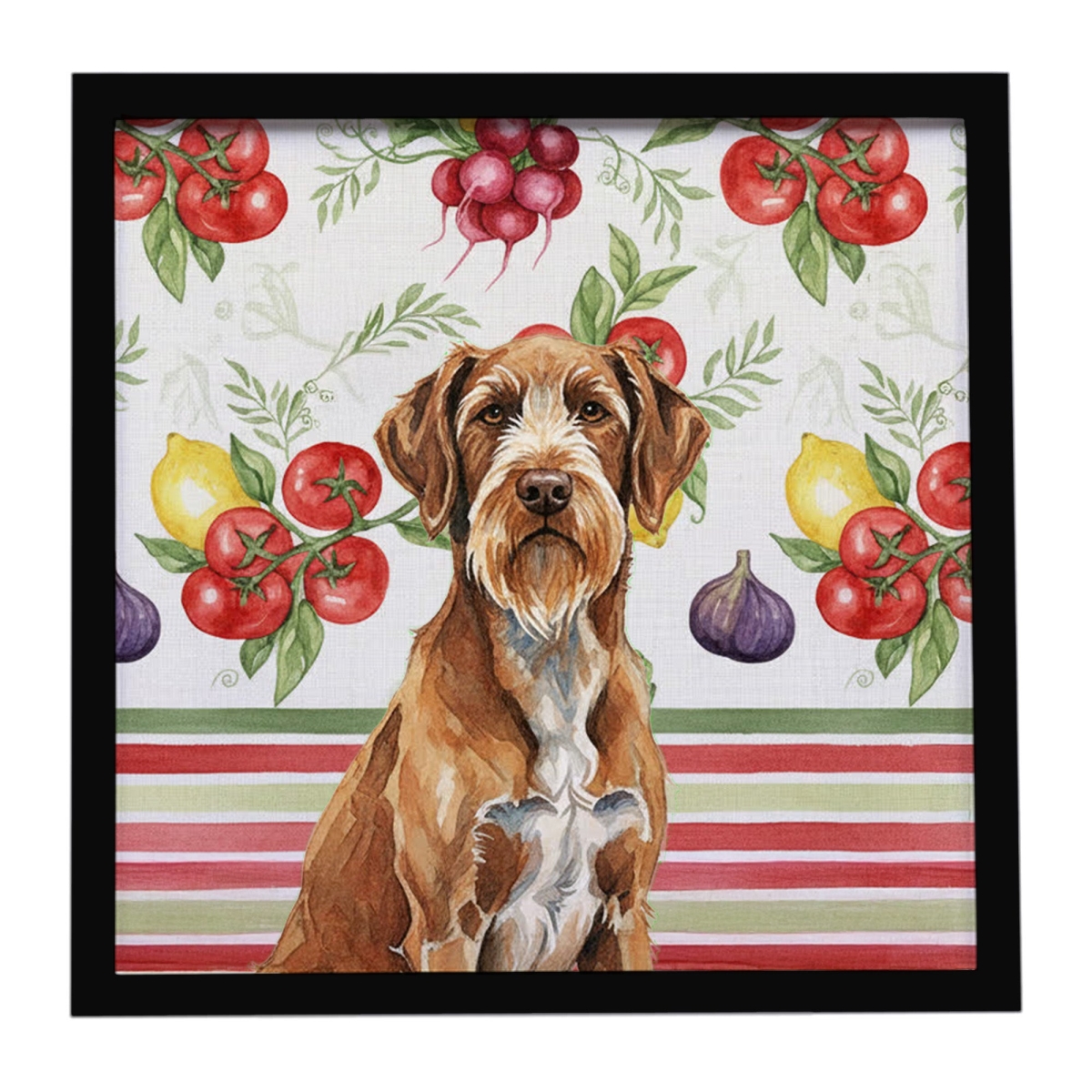 WDK8458MFP88 Unisex Wirehaired Pointing Griffon Vegetables Framed Metal Print - 8 x 8 in.