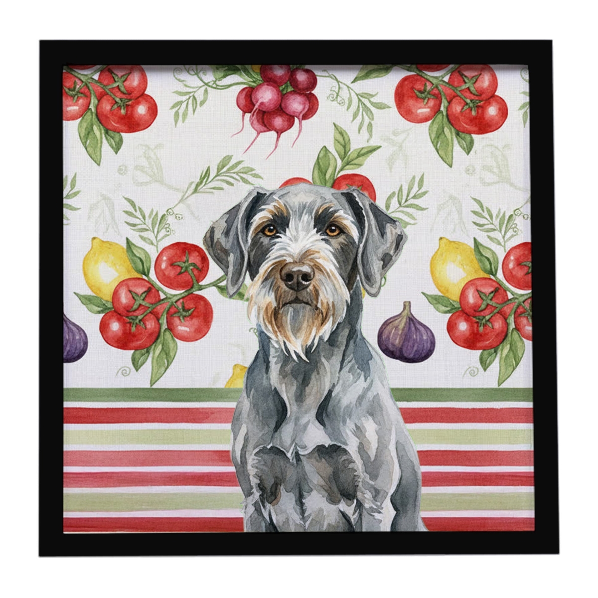 WDK8460MFP88 Unisex Steel Gray Wirehaired Pointing Griffon Vegetables Framed Metal Print - 8 x 8 in.