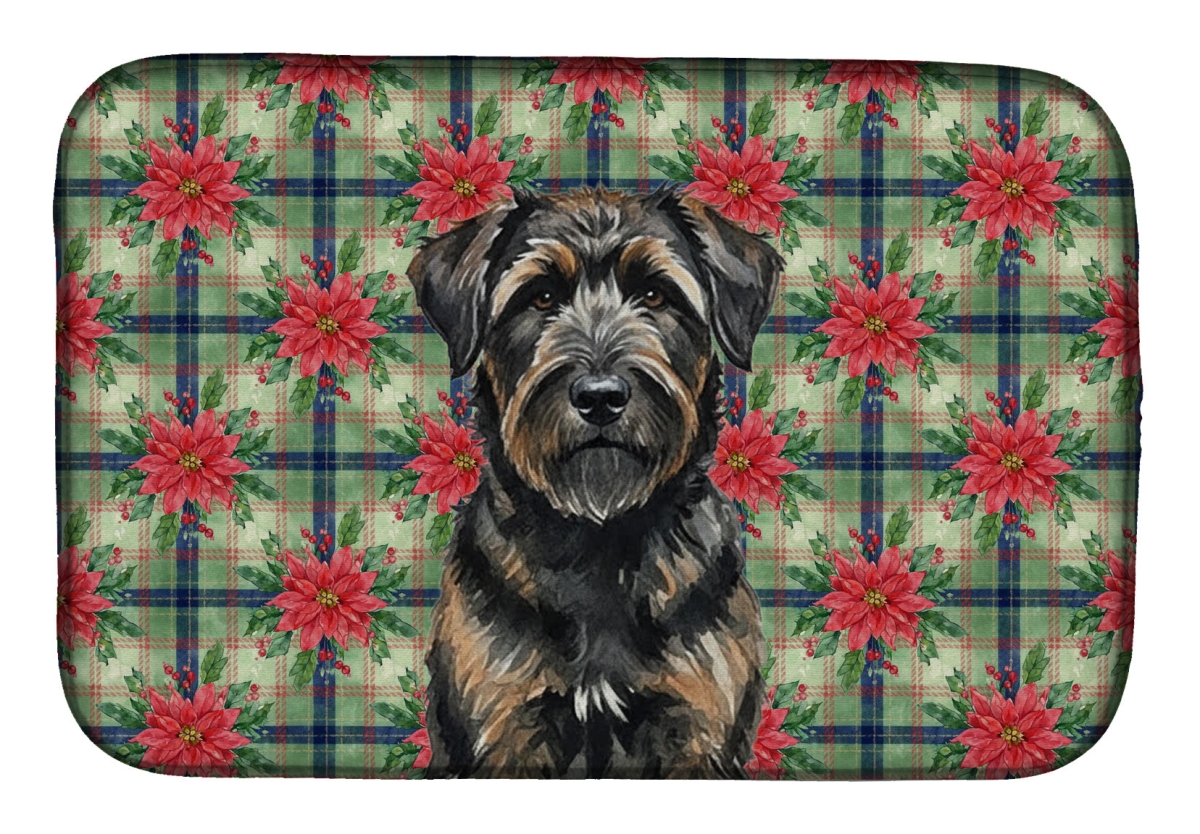 Picture of Carolines Treasures WDK8534DDM Unisex Adult Brindle Bouvier Des Flandres Christmas Poinsettias Dish Drying Mat - 21 x 14 in.