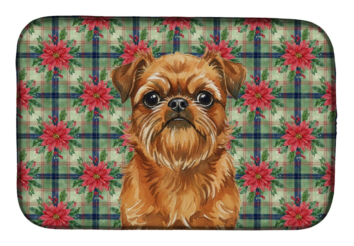 Picture of Carolines Treasures WDK8546DDM Unisex Adult Belge Brussels Griffon Christmas Poinsettias Dish Drying Mat - 21 x 14 in.