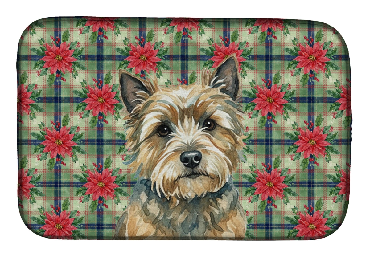 Picture of Carolines Treasures WDK8556DDM Unisex Adult Cairn Terrier Christmas Poinsettias Dish Drying Mat - 21 x 14 in.