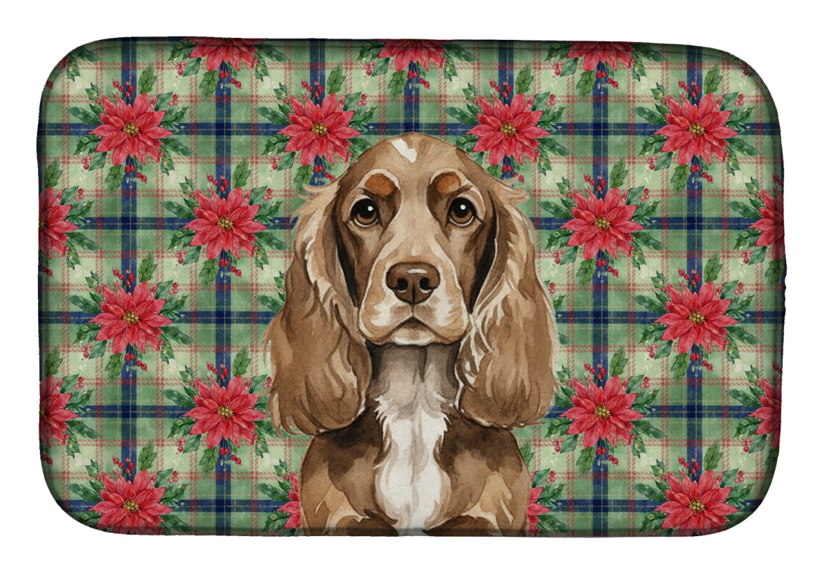 Picture of Carolines Treasures WDK8583DDM Unisex Adult Chocolate Cocker Spaniel Christmas Poinsettias Dish Drying Mat - 21 x 14 in.