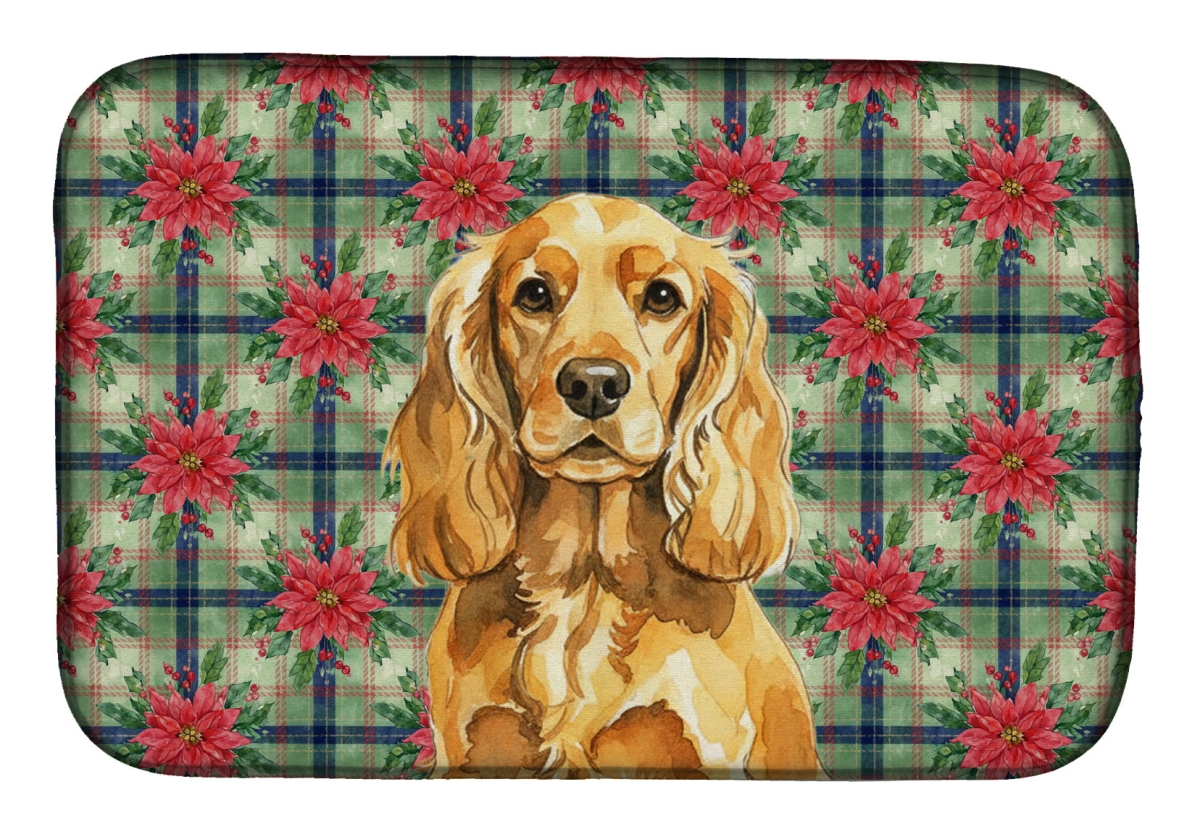 Picture of Carolines Treasures WDK8618DDM Unisex Adult Golden English Cocker Spaniel Christmas Poinsettias Dish Drying Mat - 21 x 14 in.