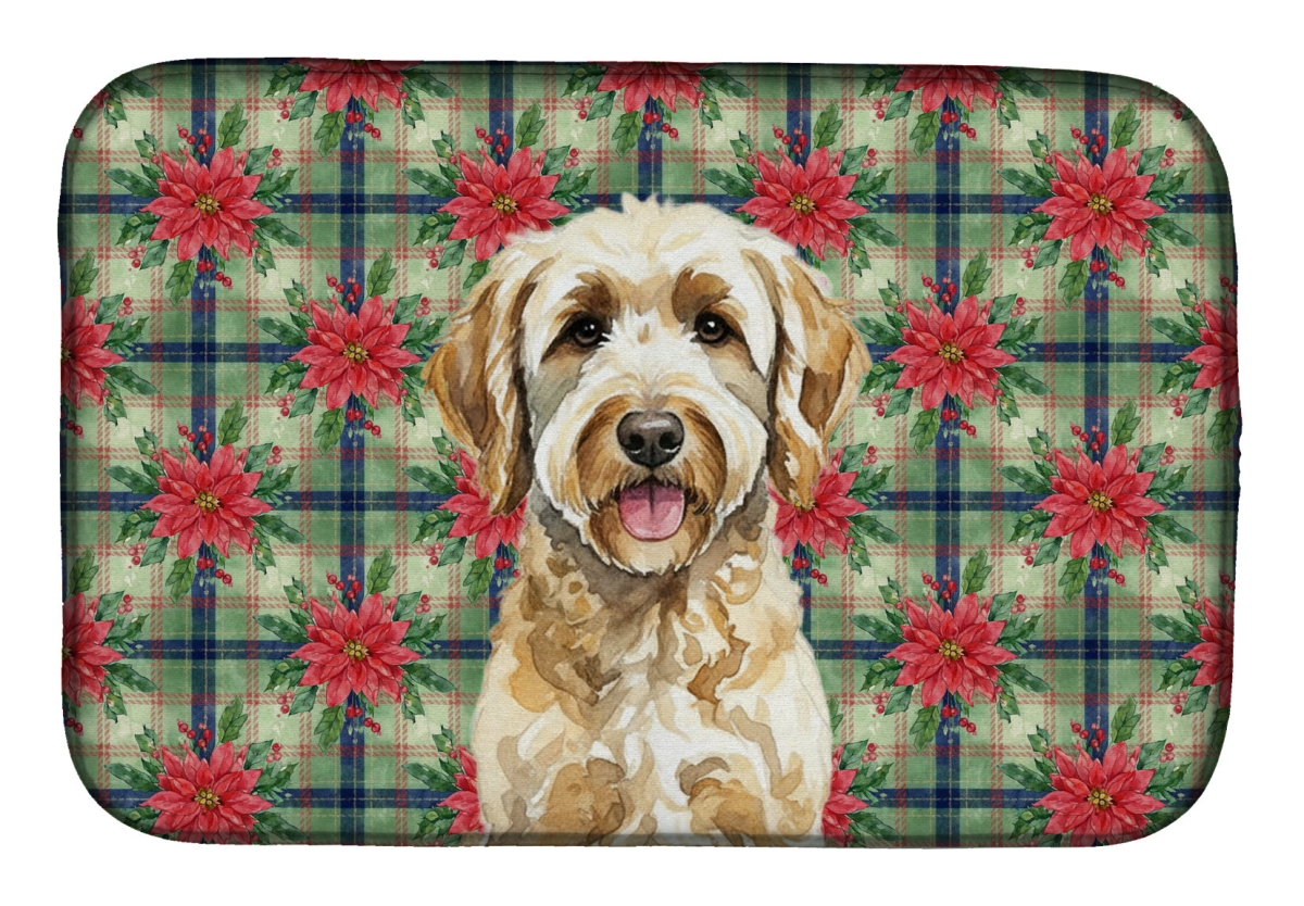 Picture of Carolines Treasures WDK8691DDM Unisex Adult Labradoodle Christmas Poinsettias Dish Drying Mat - 21 x 14 in.