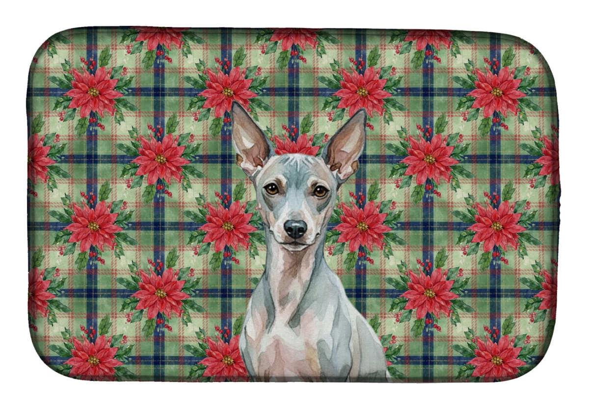 Picture of Carolines Treasures WDK8478DDM Unisex Adult American Hairless Terrier Christmas Poinsettias Dish Drying Mat - 21 x 14 in.