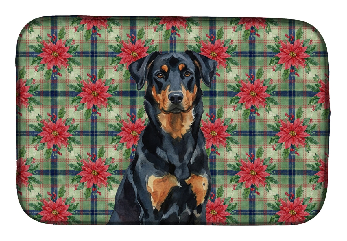 Picture of Carolines Treasures WDK8506DDM Unisex Adult Beauceron Christmas Poinsettias Dish Drying Mat - 21 x 14 in.