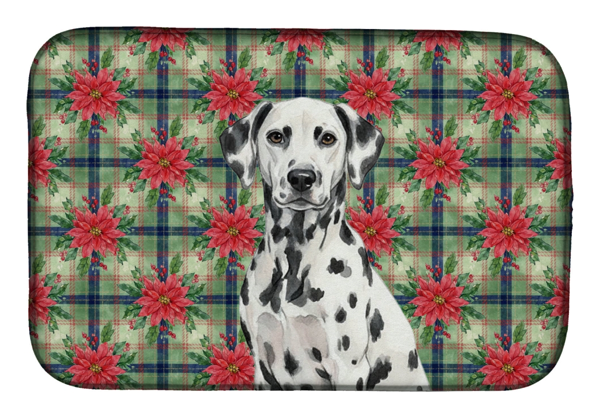 Picture of Carolines Treasures WDK8604DDM Unisex Adult Dalmatian Christmas Poinsettias Dish Drying Mat - 21 x 14 in.
