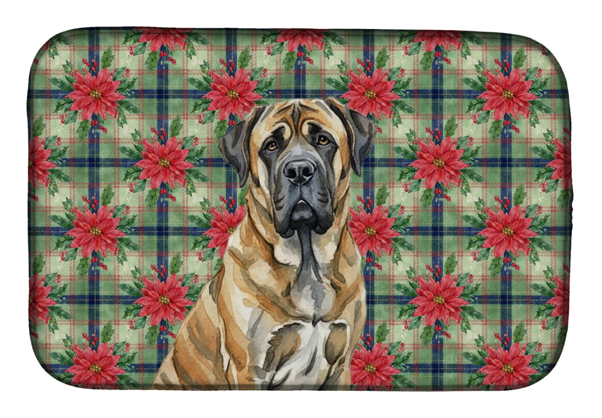 Picture of Carolines Treasures WDK8625DDM Unisex Adult Brindle English Mastiff Christmas Poinsettias Dish Drying Mat - 21 x 14 in.
