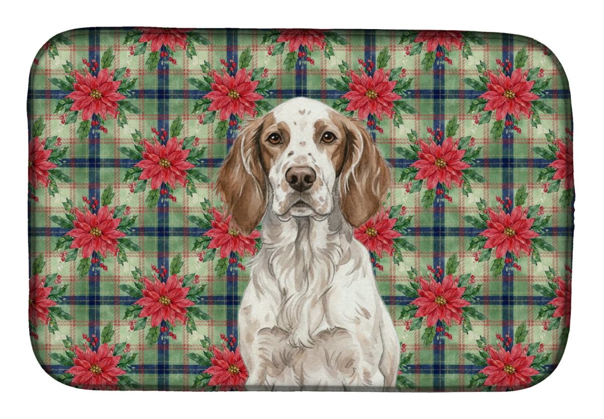 Picture of Carolines Treasures WDK8629DDM Unisex Adult Liver Belton English Setter Christmas Poinsettias Dish Drying Mat - 21 x 14 in.