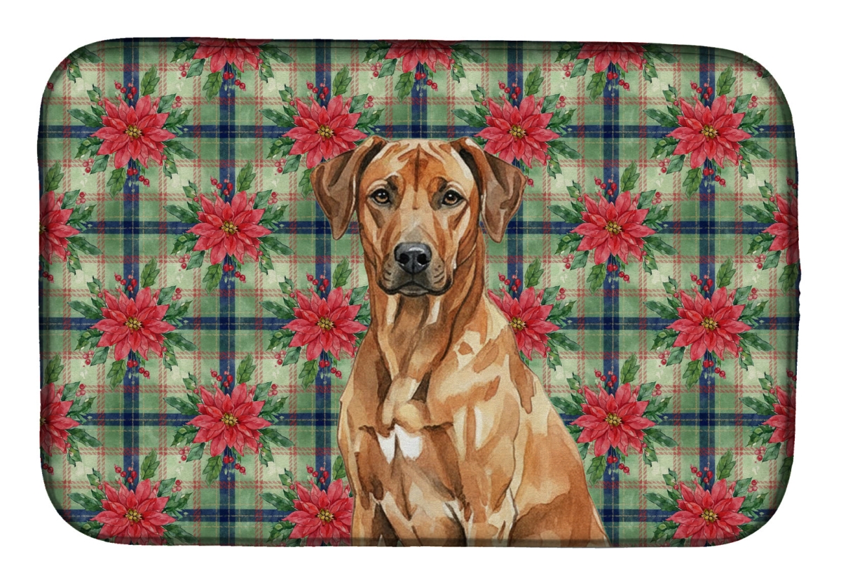 Picture of Carolines Treasures WDK8786DDM Unisex Adult Rhodesian Ridgeback Christmas Poinsettias Dish Drying Mat - 21 x 14 in.