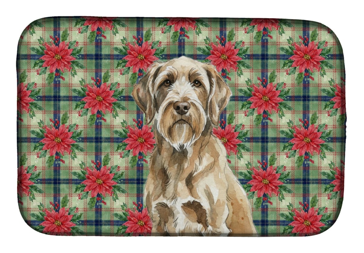Picture of Carolines Treasures WDK8827DDM Unisex Adult Spinone Italiano Christmas Poinsettias Dish Drying Mat - 21 x 14 in.