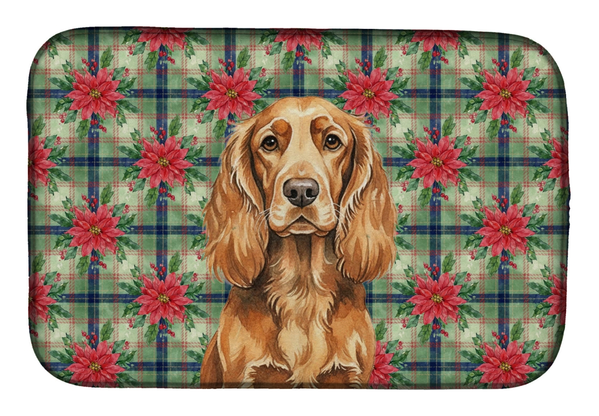 Picture of Carolines Treasures WDK8833DDM Unisex Adult Sussex Spaniel Christmas Poinsettias Dish Drying Mat - 21 x 14 in.