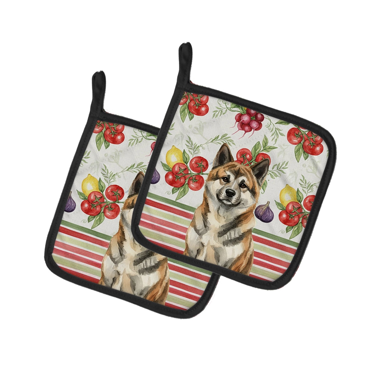Picture of Carolines Treasures WDK8069PTHD Unisex Adult Brindle Akita Vegetables Pot Holders - 7.5 x 7.5 in. - Set of 2
