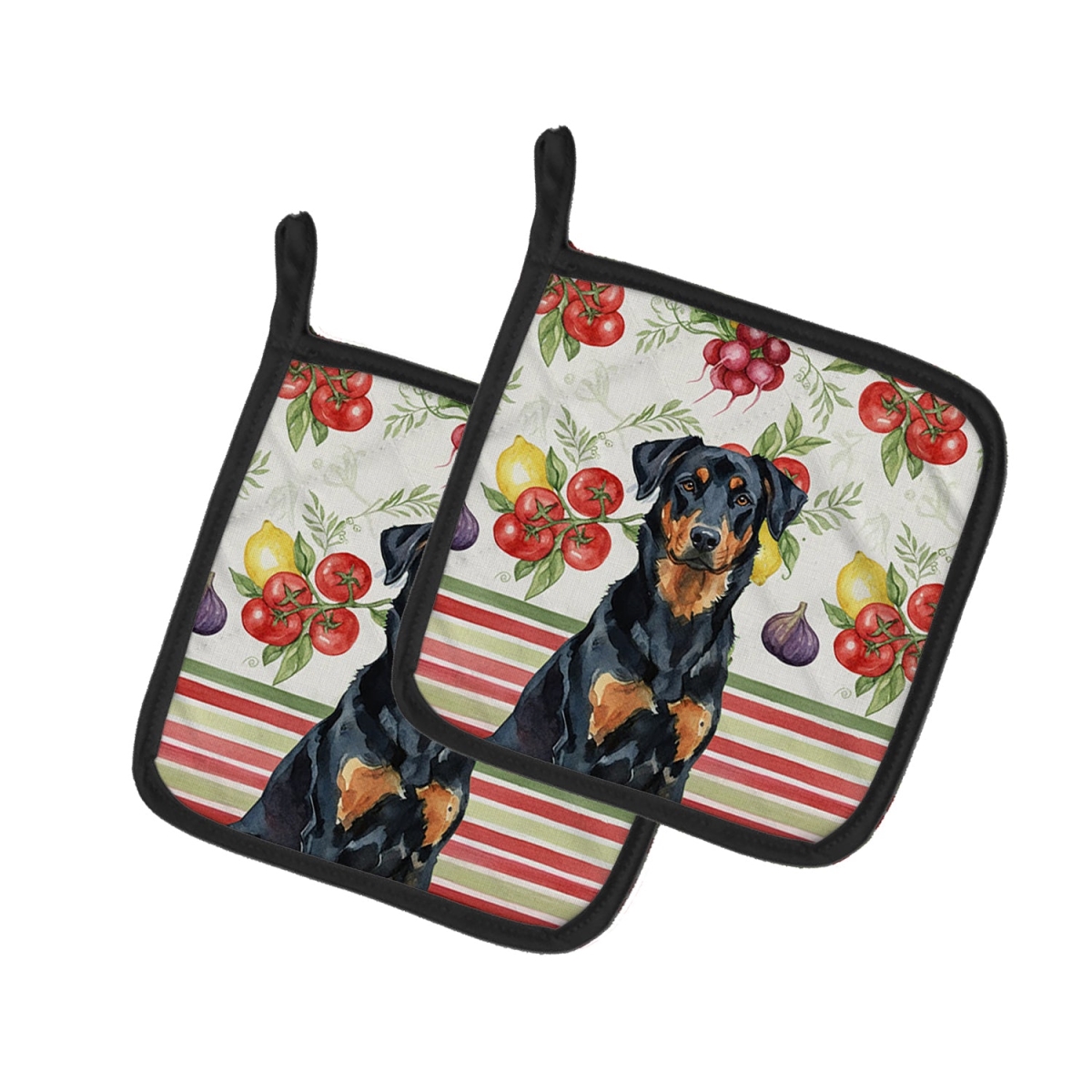 Picture of Carolines Treasures WDK8106PTHD Unisex Adult Beauceron Vegetables Pot Holders - 7.5 x 7.5 in. - Set of 2