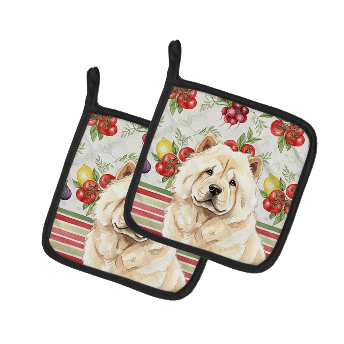 Picture of Carolines Treasures WDK8179PTHD Unisex Adult Cream Chow Chow Vegetables Pot Holders - 7.5 x 7.5 in. - Set of 2