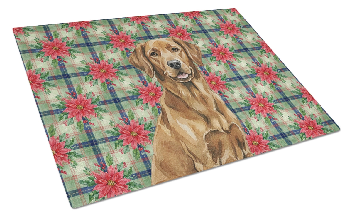 Picture of Carolines Treasures WDK8567LCB Unisex Adult Chesapeake Bay Retriever Christmas Poinsettias Glass Cutting Board - 15 x 12 in.