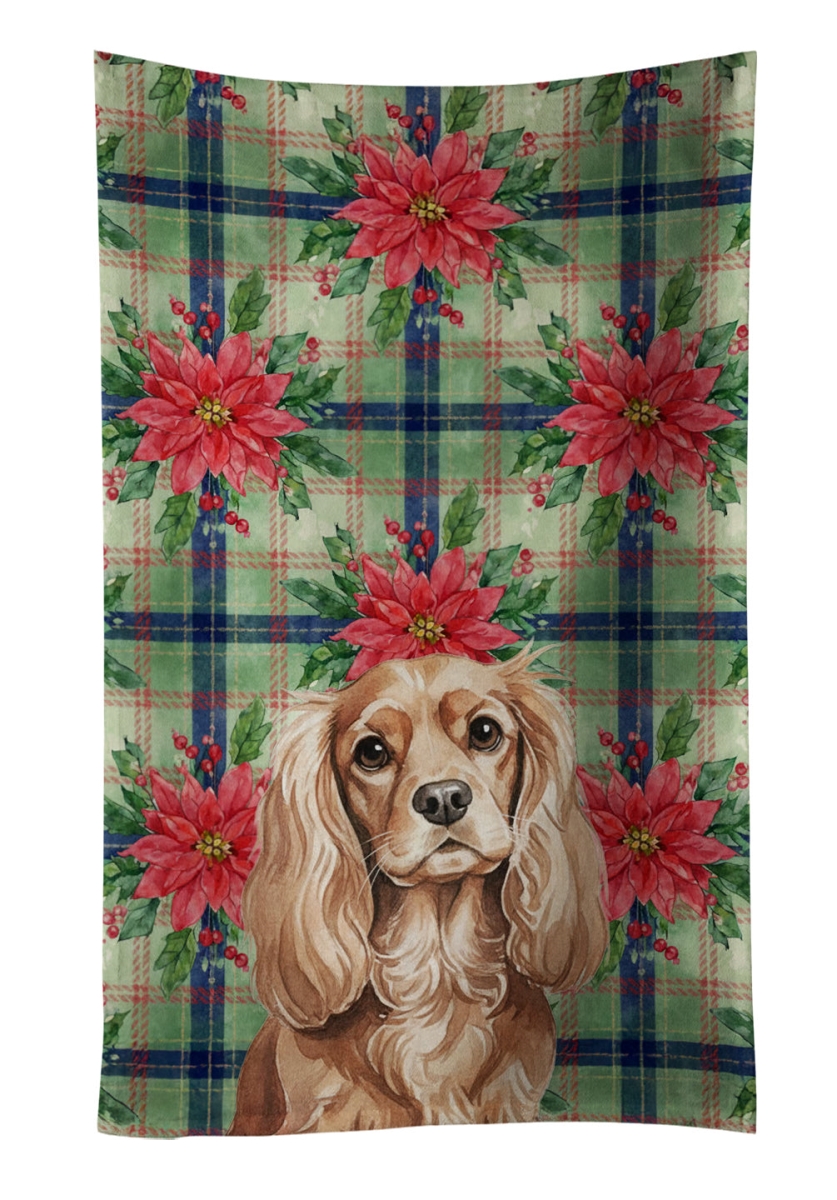 WDK8564KTWL Unisex Adult Ruby Cavalier Spaniel Christmas Poinsettias Kitchen Towel - 25 x 15 in.
