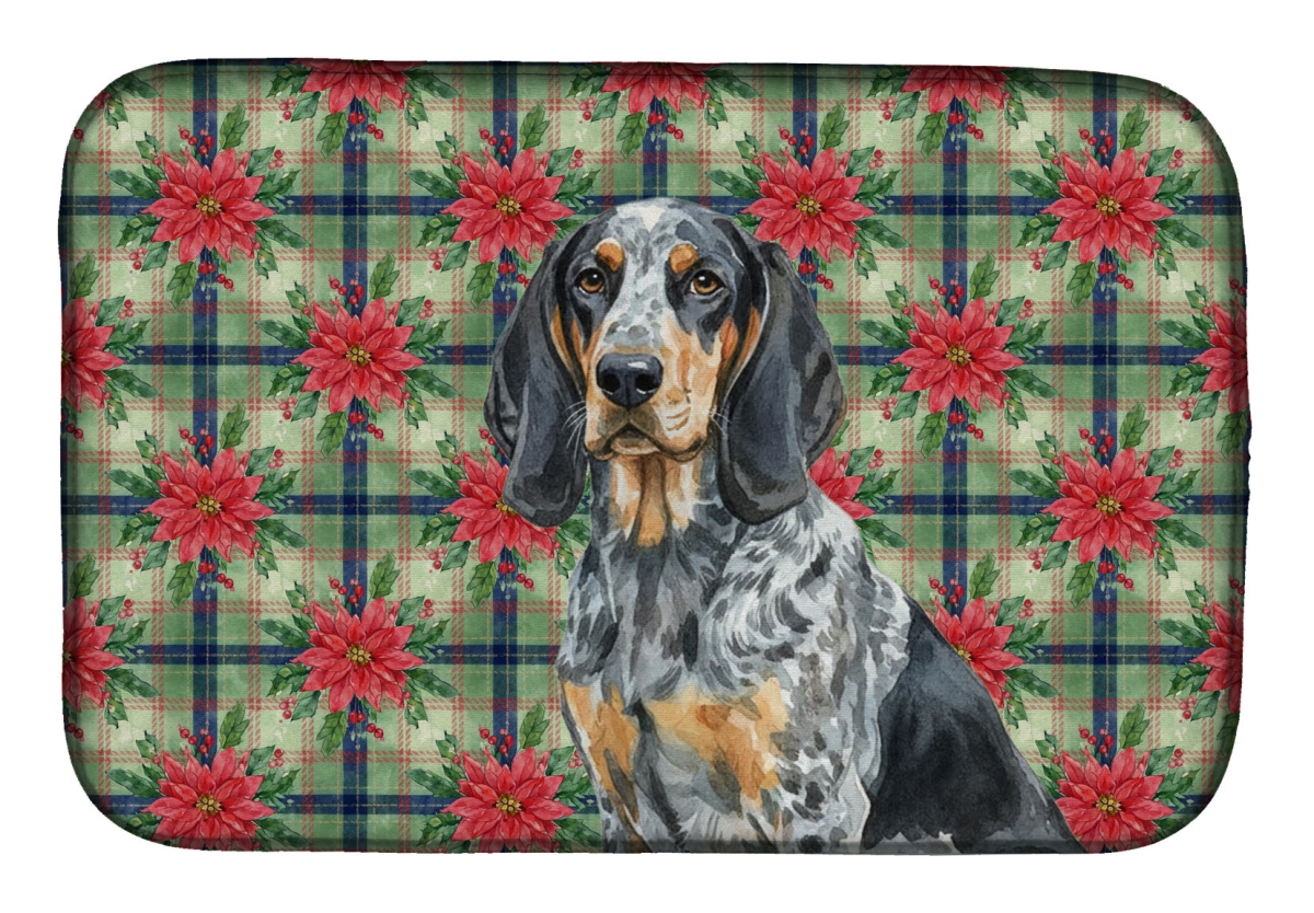Picture of Carolines Treasures WDK8519DDM Unisex Adult Bluetick Coonhound Christmas Poinsettias Dish Drying Mat - 21 x 14 in.