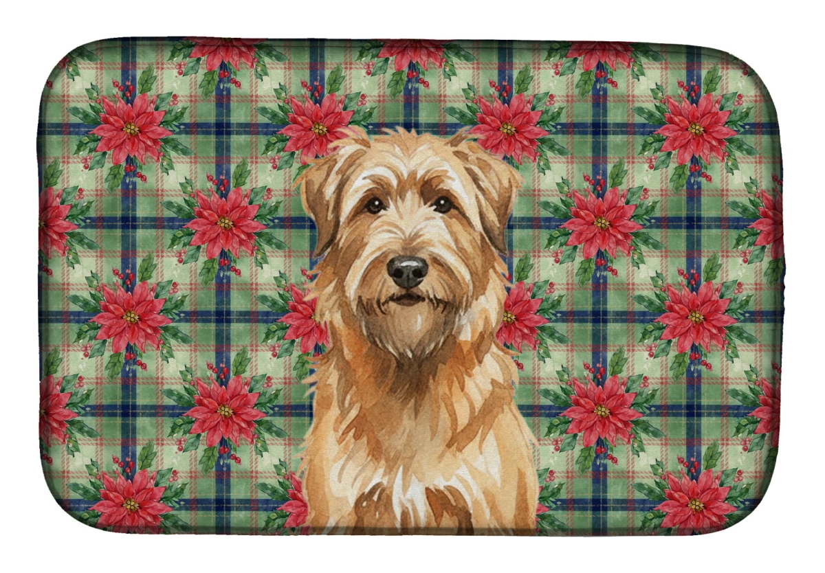 Picture of Carolines Treasures WDK8542DDM Unisex Adult Tawny Briard Christmas Poinsettias Dish Drying Mat - 21 x 14 in.