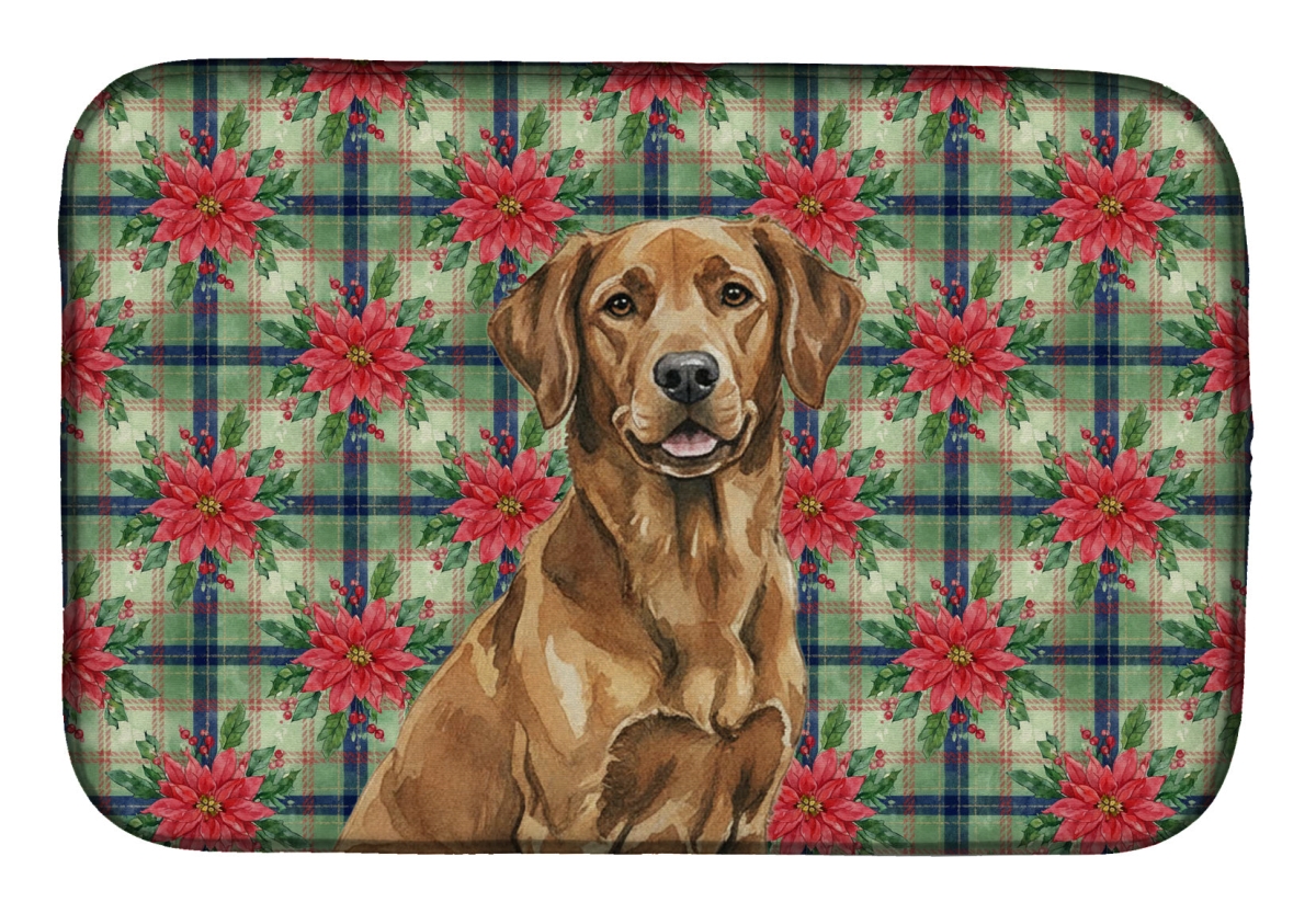Picture of Carolines Treasures WDK8567DDM Unisex Adult Chesapeake Bay Retriever Christmas Poinsettias Dish Drying Mat - 21 x 14 in.
