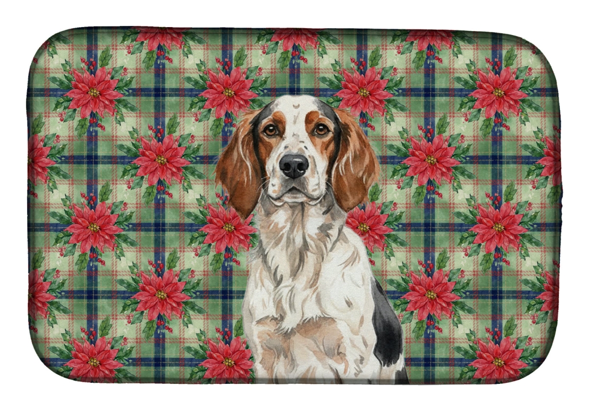 Picture of Carolines Treasures WDK8631DDM Unisex Adult Tricolor English Setter Christmas Poinsettias Dish Drying Mat - 21 x 14 in.