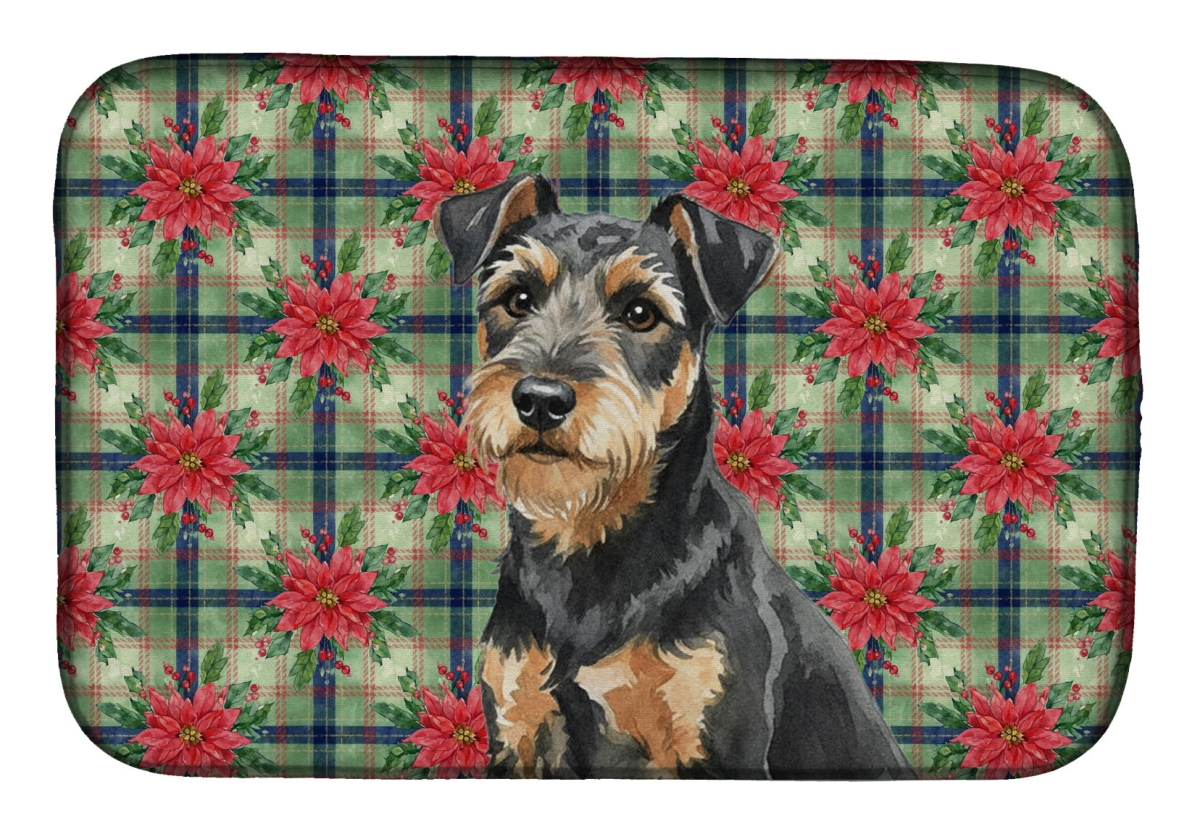 Picture of Carolines Treasures WDK8696DDM Unisex Adult Black & Tan Lakeland Terrier Christmas Poinsettias Dish Drying Mat - 21 x 14 in.
