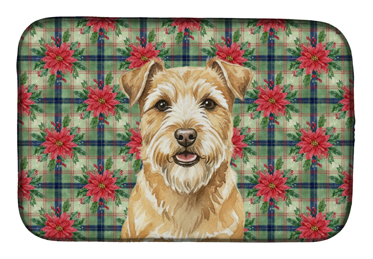 Picture of Carolines Treasures WDK8731DDM Unisex Adult Wheaten Norfolk Terrier Christmas Poinsettias Dish Drying Mat - 21 x 14 in.
