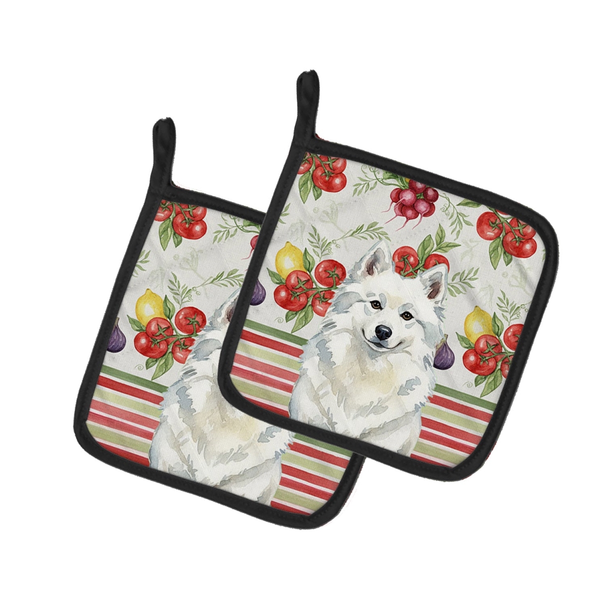 Picture of Carolines Treasures WDK8077PTHD Unisex Adult American Eskimo Vegetables Pot Holders - 7.5 x 7.5 in. - Set of 2