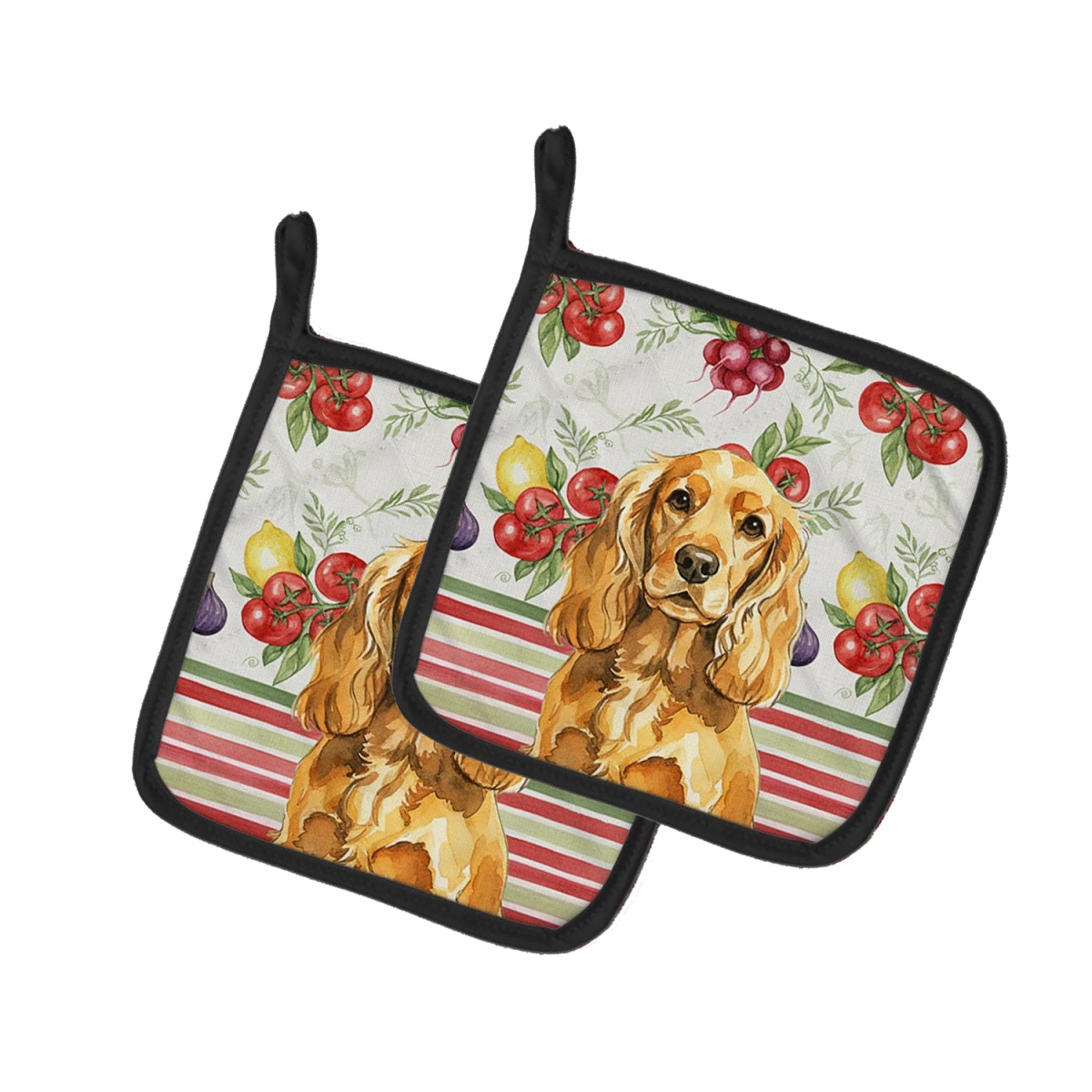 Picture of Carolines Treasures WDK8218PTHD Unisex Adult Golden English Cocker Spaniel Vegetables Pot Holders - 7.5 x 7.5 in. - Set of 2
