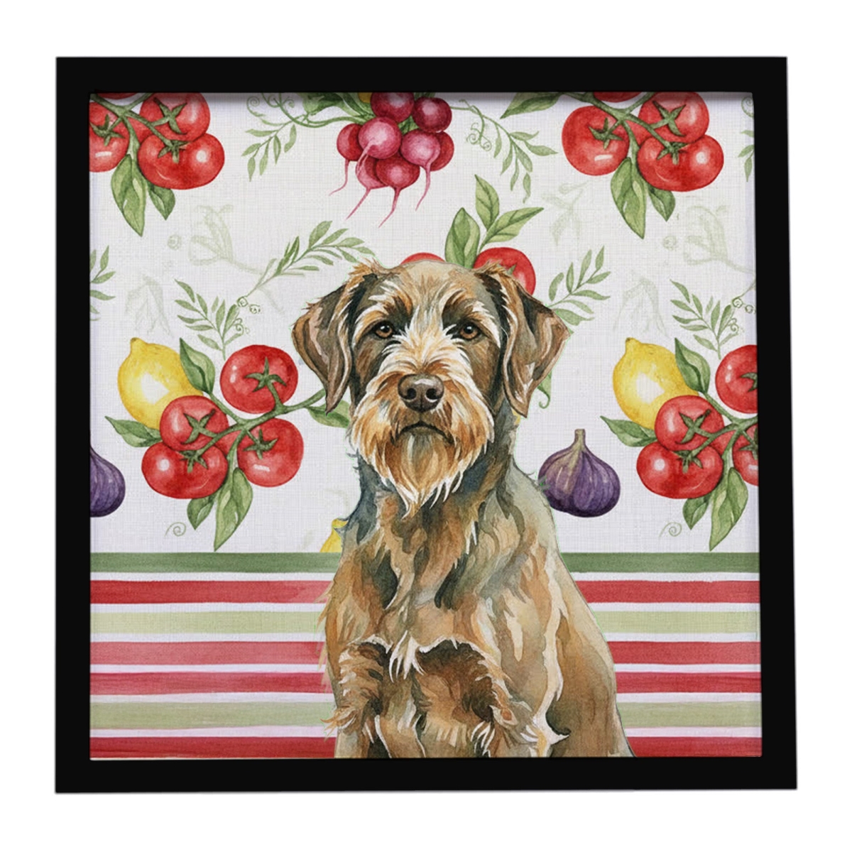 WDK8459MFP88 Unisex Chestnut Wirehaired Pointing Griffon Vegetables Framed Metal Print - 8 x 8 in.
