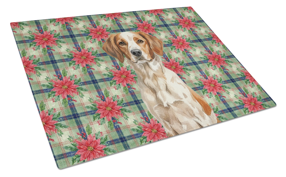 Picture of Carolines Treasures WDK8545LCB Unisex Adult Roan Brittany Christmas Poinsettias Glass Cutting Board - 15 x 12 in.