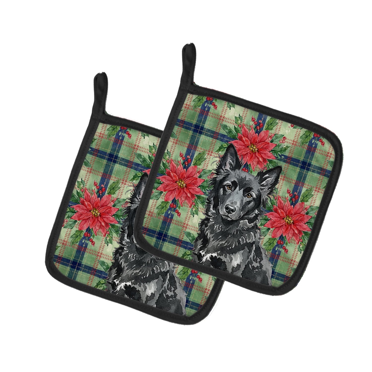 Picture of Carolines Treasures WDK8720PTHD Unisex Adult Mudi Christmas Poinsettias Pot Holders - 7.5 x 7.5 in. - Set of 2