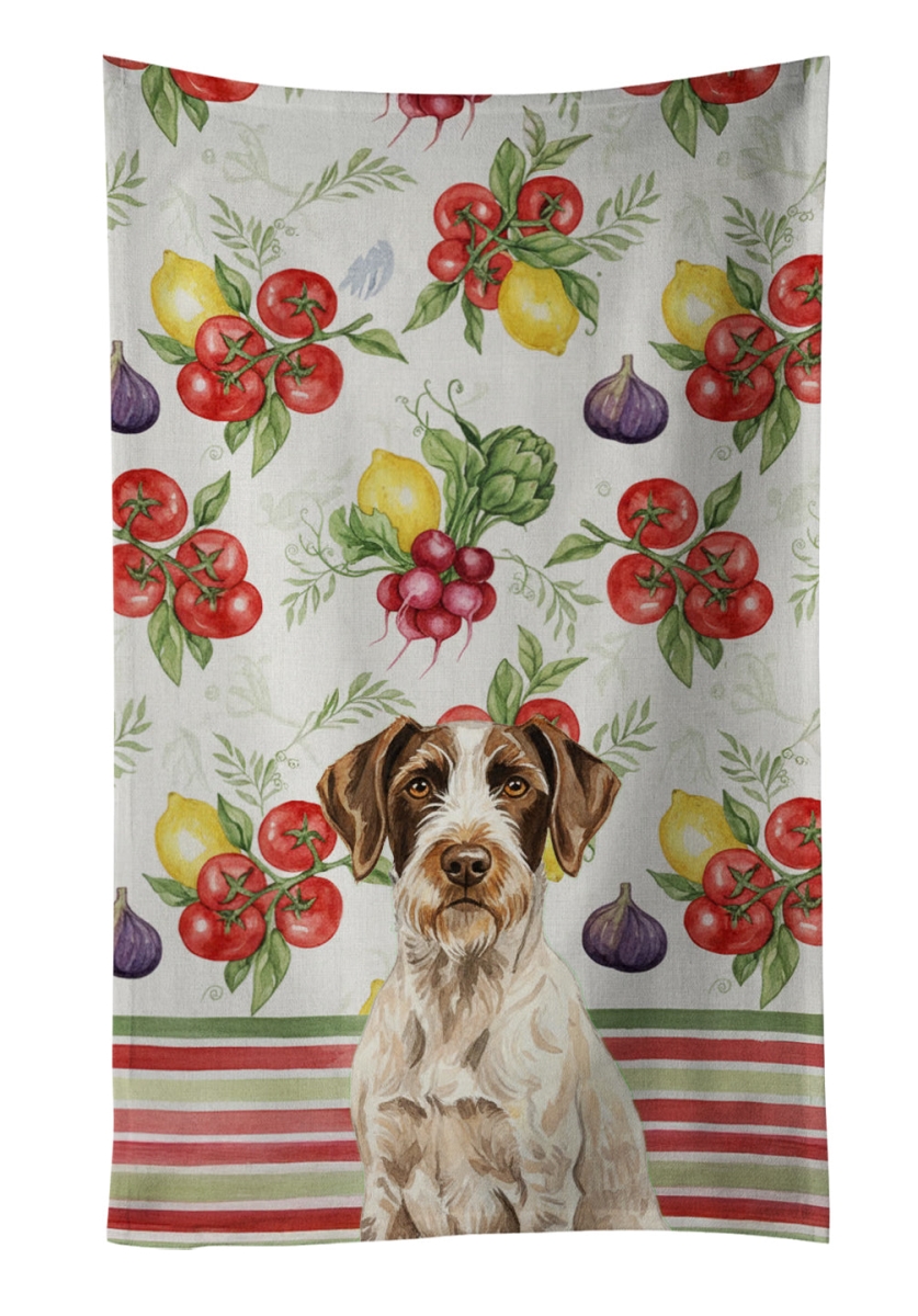 WDK8249KTWL Unisex Adult Liver & White German Wirehaired Pointer Vegetables Kitchen Towel - 25 x 15 in.