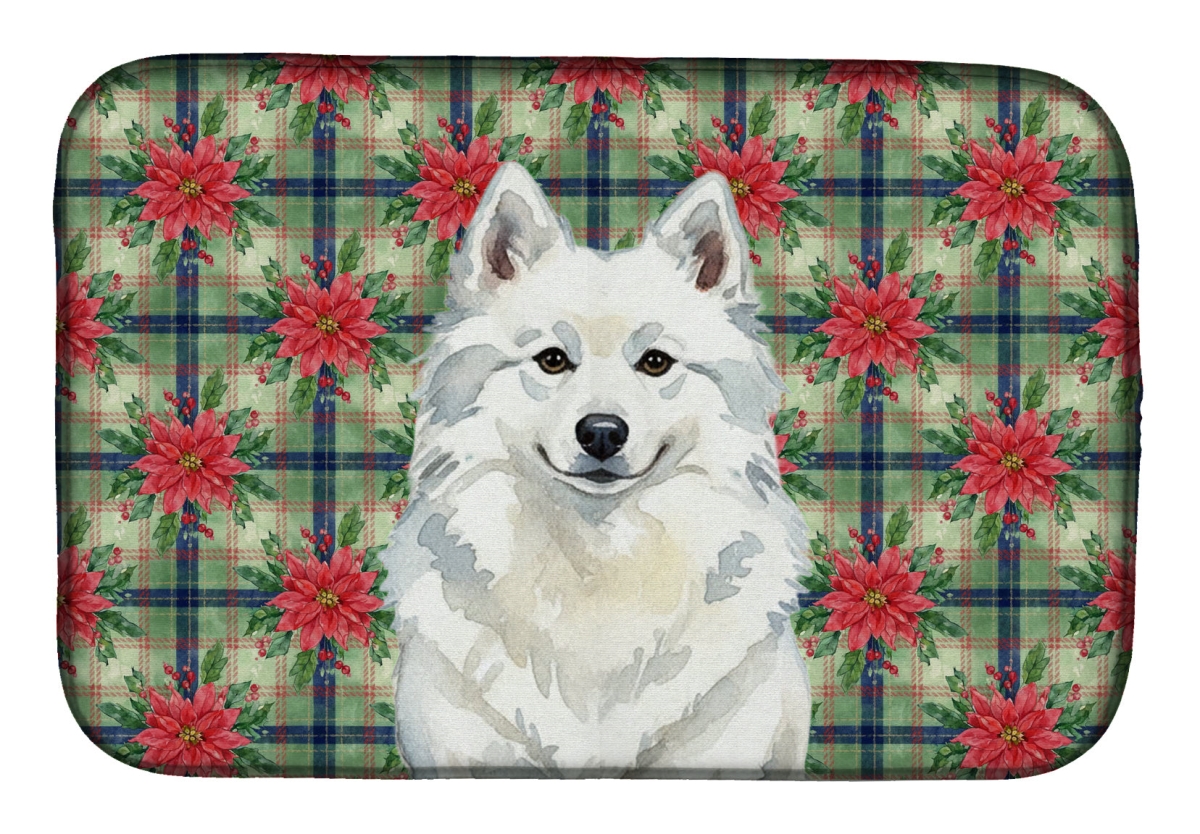 Picture of Carolines Treasures WDK8477DDM Unisex Adult American Eskimo Christmas Poinsettias Dish Drying Mat - 21 x 14 in.
